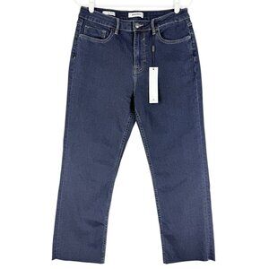 Vigoss Women's Stevie Straight Stretch Raw Hem Blue Crop Denim Jeans Size 29 NWT